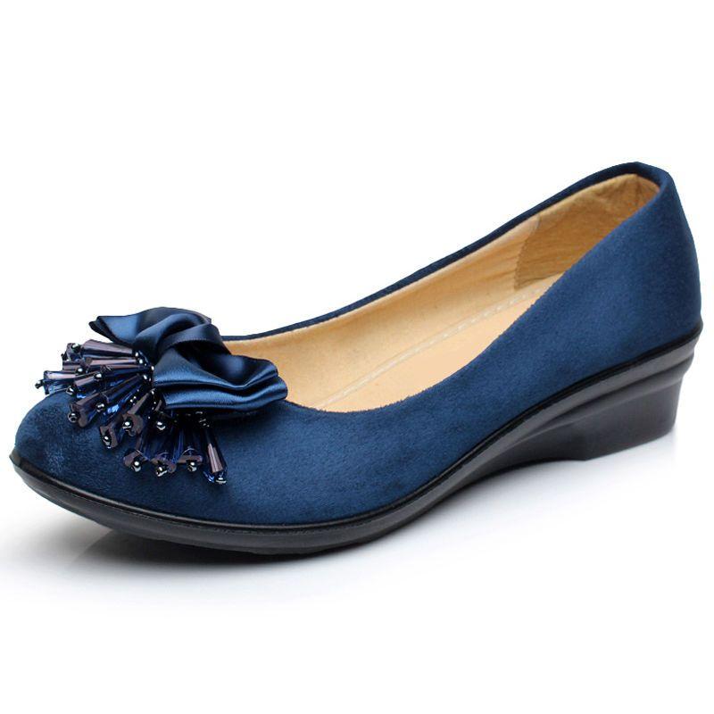 

Round Toe Woman Pumps Wedge Heel Blue Shoes for Women 2025 Trend on Sale Summer Chic and Elegant Wholesale Quick Delivery Shoe 34