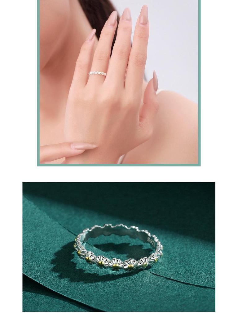 Modian S925 Sterling Silver Daisy Flower Ring - Versatile Japanese-Korean Style Sunflower Design for Women