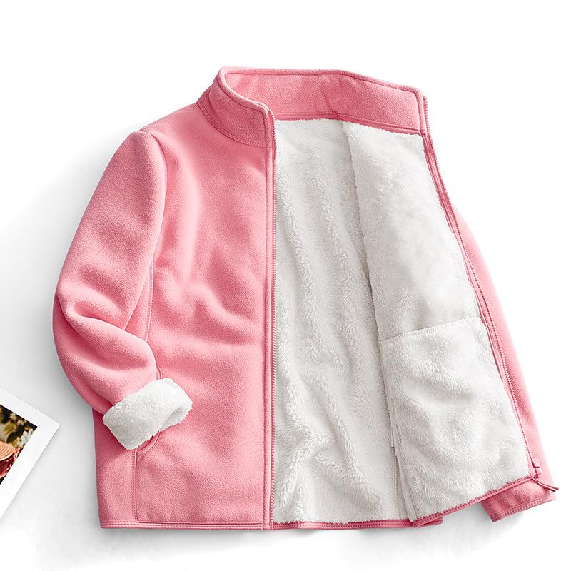 Boys and Women's Double-Sided Coral Fleece Jacket - Warm, Thickened Autumn/Winter Cardigan for Outdoor Use
