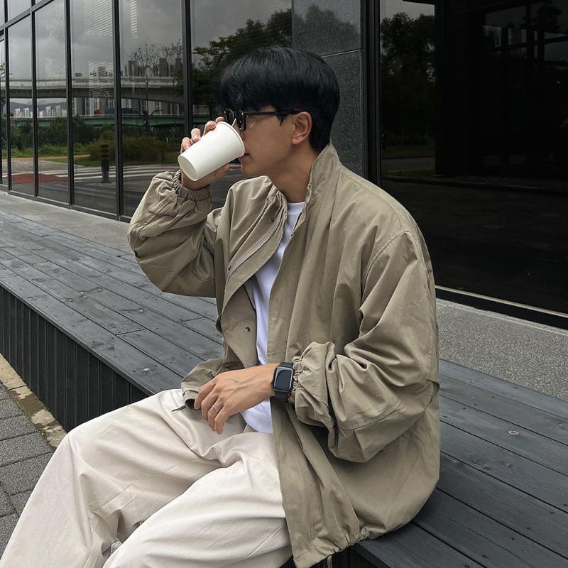 

Куртка в стиле ретро Lazy Style, мужская весенняя свободная куртка с воротником-стойкой, куртка в корейском стиле с модным силуэтом 2XL