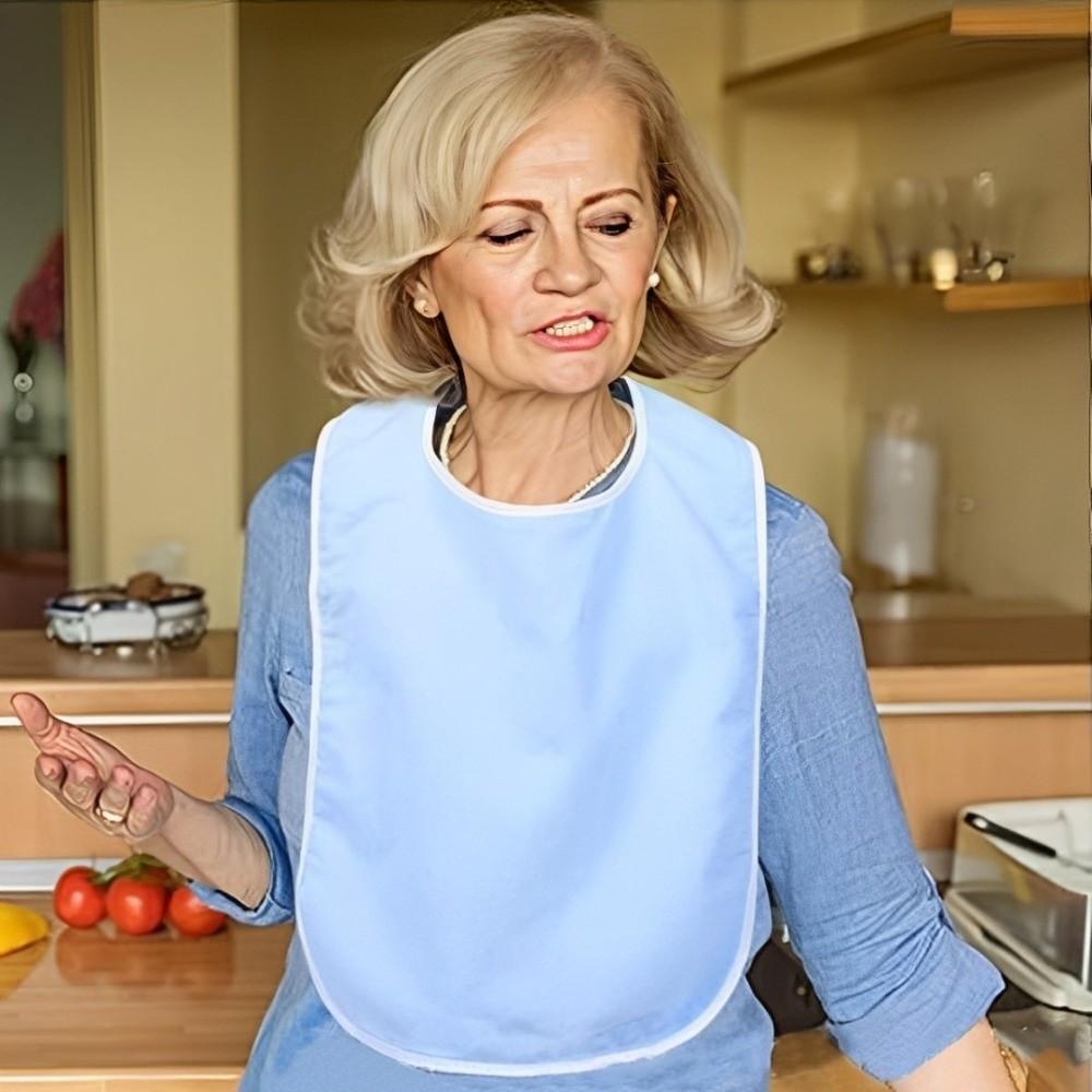 Soft Adult Bib Adjustable Mouth Wipe Polyester Daily Care Apron Adult