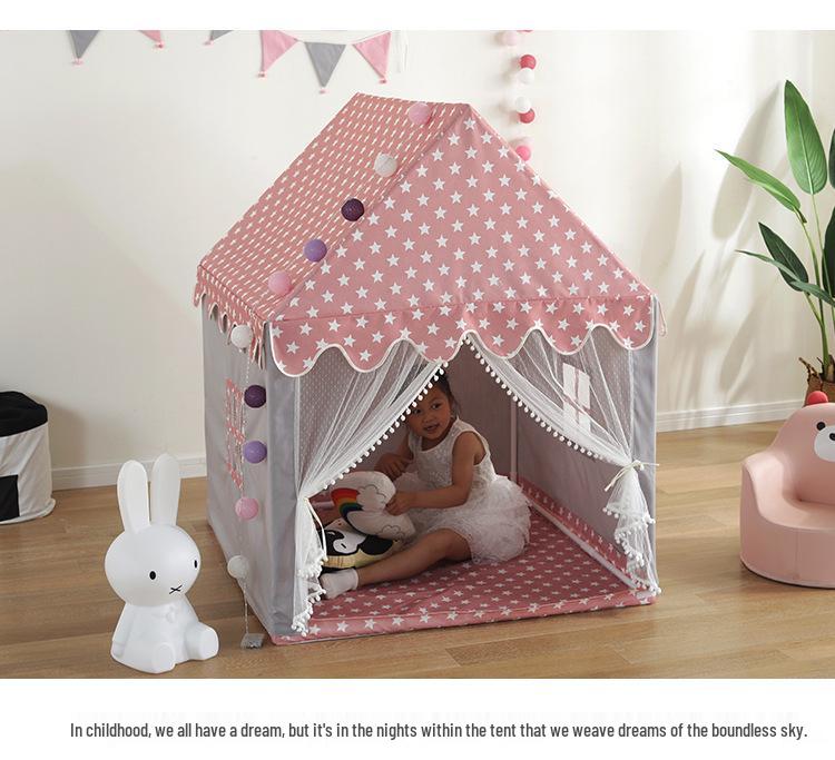 Indoor Princess Castle Tent Playhouse for Kids with Ball Pit and Bed