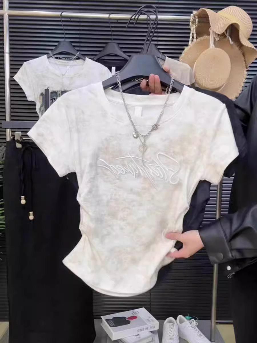 

Plus Size Women s Tie-Dye Short Sleeve Waist-Slimming T-shirt