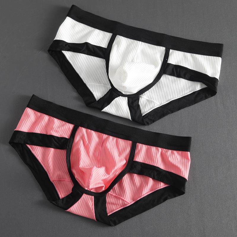 Men's Sexy Low Waist Triangle Briefs with Hip Lifting Design, High Elastic Polyester-Cotton Blend, Large Pouch