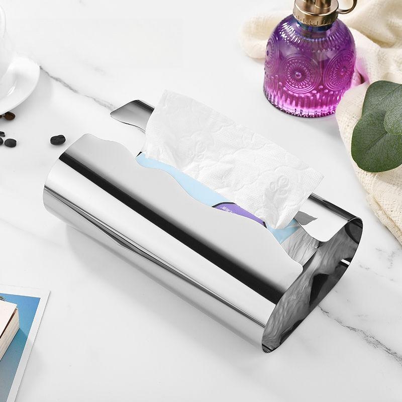 Stainless Steel Tissue Box Modern Living Room Tissue Boxes Luxury Restaurant Desktop Napkin Box Home Decoration Storage Ornament серебряный