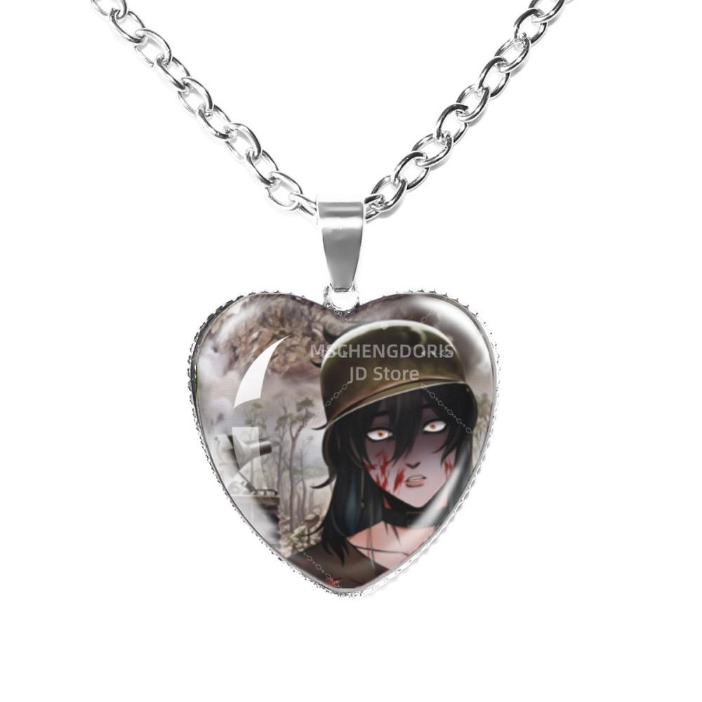 

Solivan Brugmansia Sol The Kid at the Back Anime Glass Cabochon Heart Shaped Pendant Necklace Charm Jewelry Gift