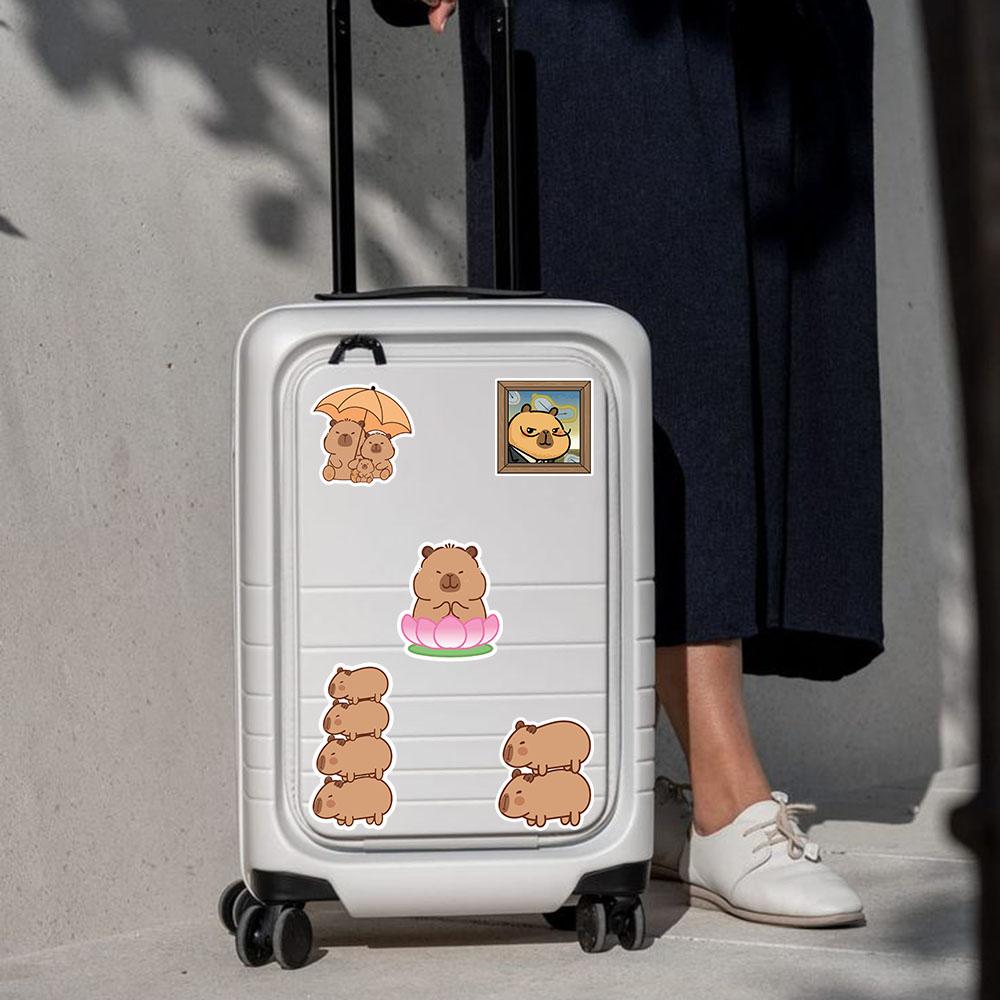 50/100/200 Cute cartoon capybara stickers adorable animal decals and stickers for toys such as laptops suitcases diaries and car graffiti