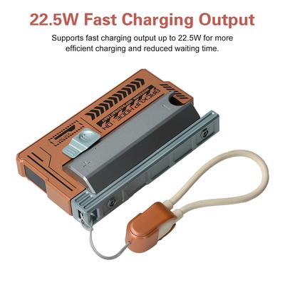 22.5W 1*21700 DIY Power Bank Case Free-welding Fast Charging Built-in Detachable Type-C Cable Power Bank DIY Battery Box
