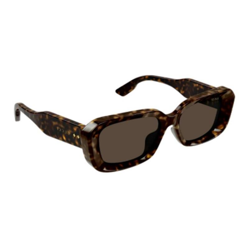 GUCCI Temple monogram Rectangular Sunglasses Women's Tortoiseshell