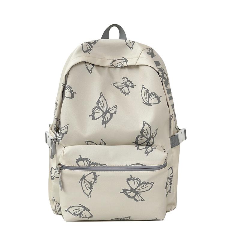 Backpack Female Versatile College Student Class School Bag Butterfly Casual Backpack Computer Niche Design Alphabet Middle School Student