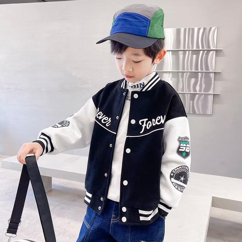 2024 Kids' Casual Loose Fit Retro Baseball Jacket