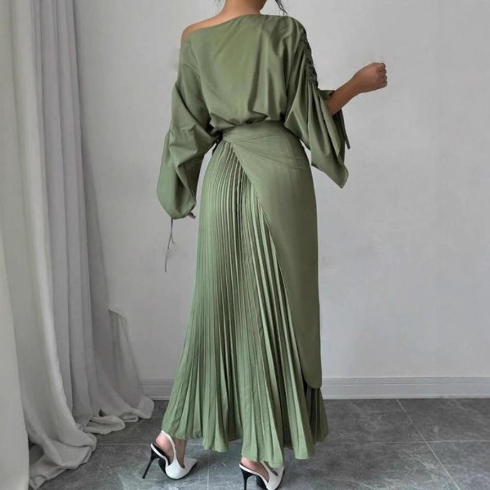 Autumn and winter women's clothing pleated pendulum belt belt evening dress