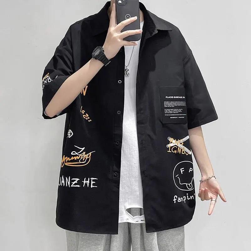 Summer seaside vacation shirt, men s all-match shirt L