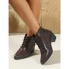 British Style Lace-up Mid-heel Boots 2025 Winter New Thick-heeled Large Size Pointed Martin Boots for Women