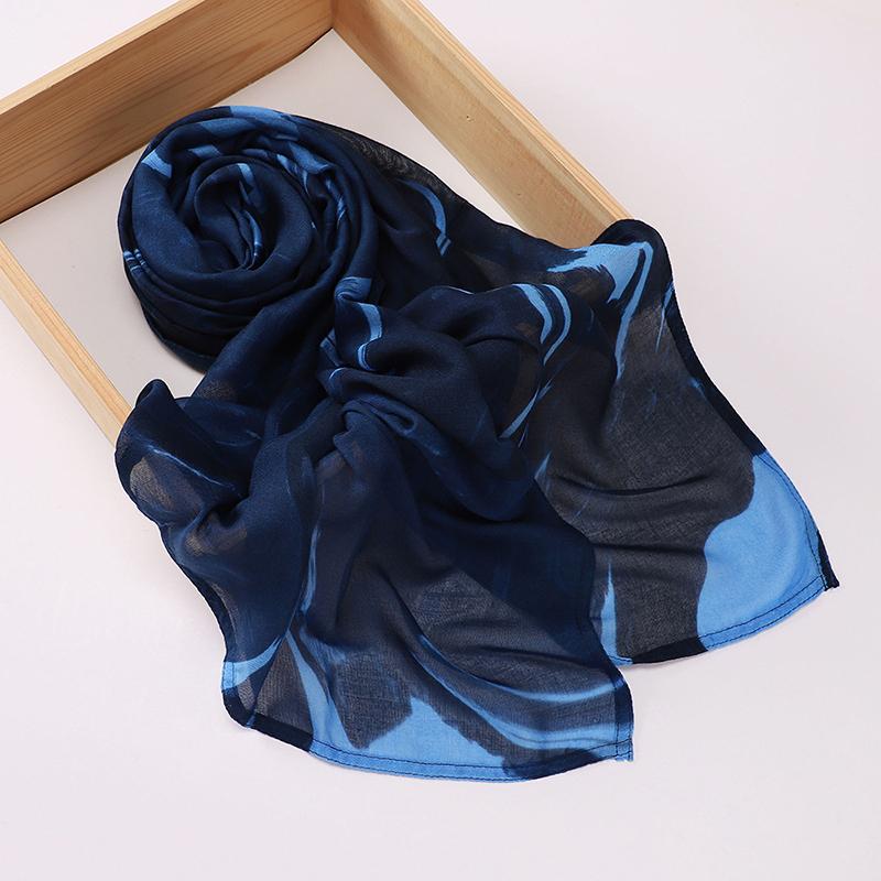 Boho Watercolor Soft Muslim Hijabs Women Floral Breathable Shawl Wrap Scarf Hijab Floral Print Ramadan Headscarf Islamic Turban