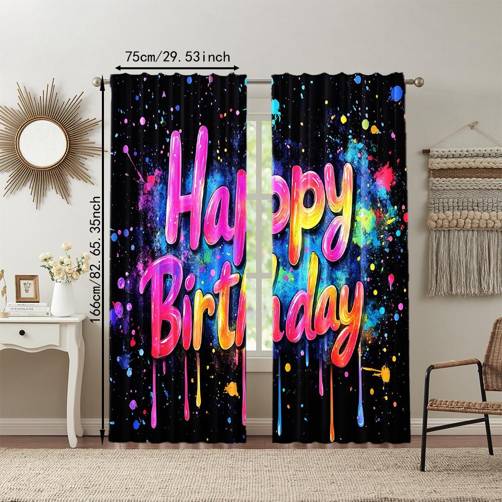 2 Pcs   Versatile Polyester Transparent Curtains for Home Decoration Vibrant Slime Graffiti for Use In Bedrooms and Living Rooms