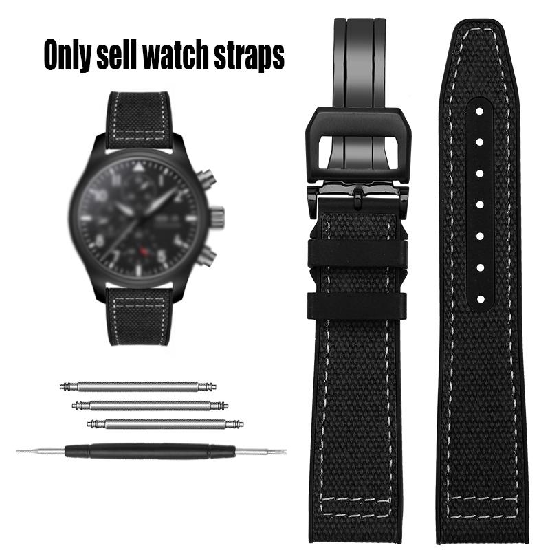 Nylon Rubber Watch Strap For IWC Pilot Spade A Mark 18 Portuguese Blue Band FOLDING CLASP Canvas Men's Watch Chain 20MM Bracelet