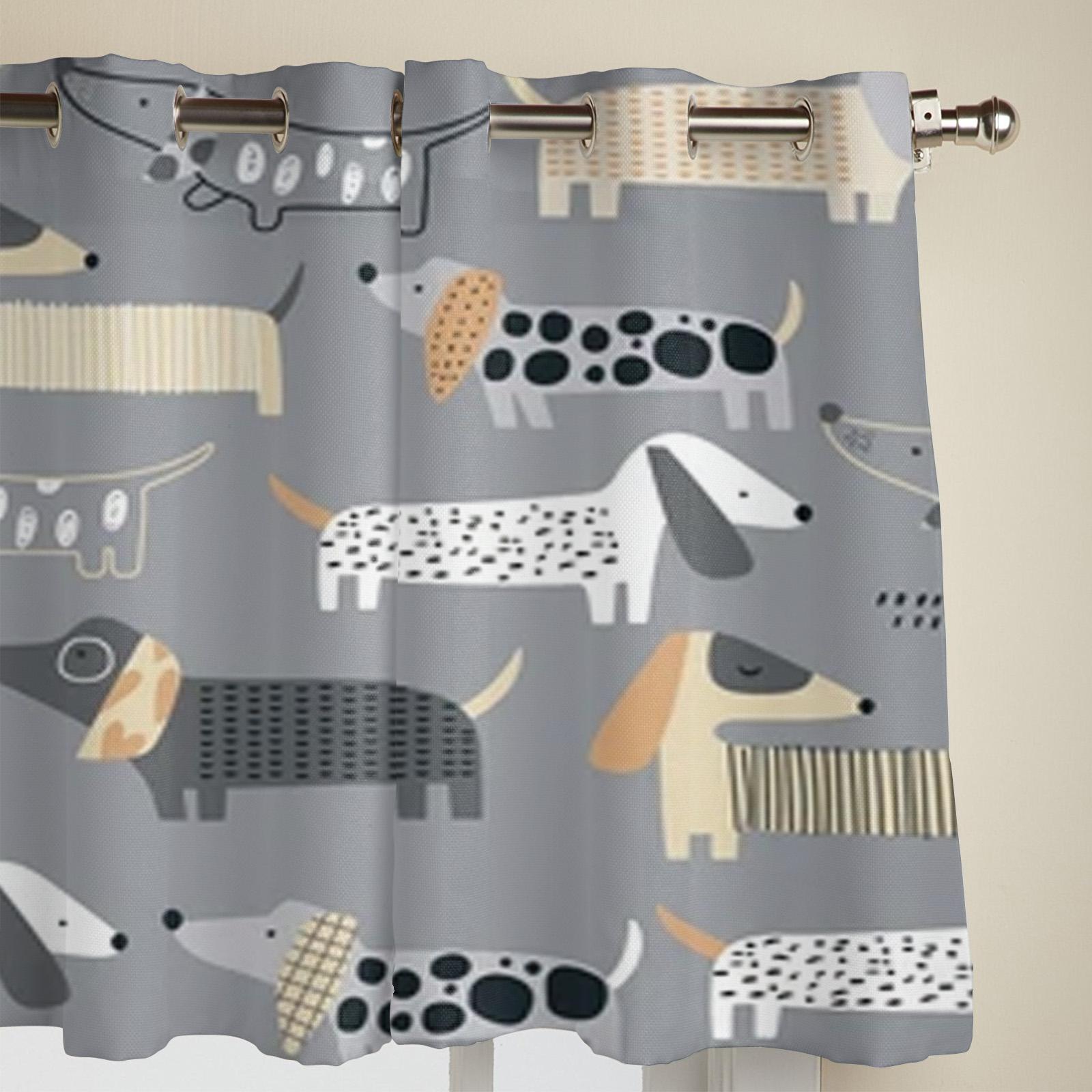 Милые шторы на окна с рисунком таксы для гостиной — фото 4