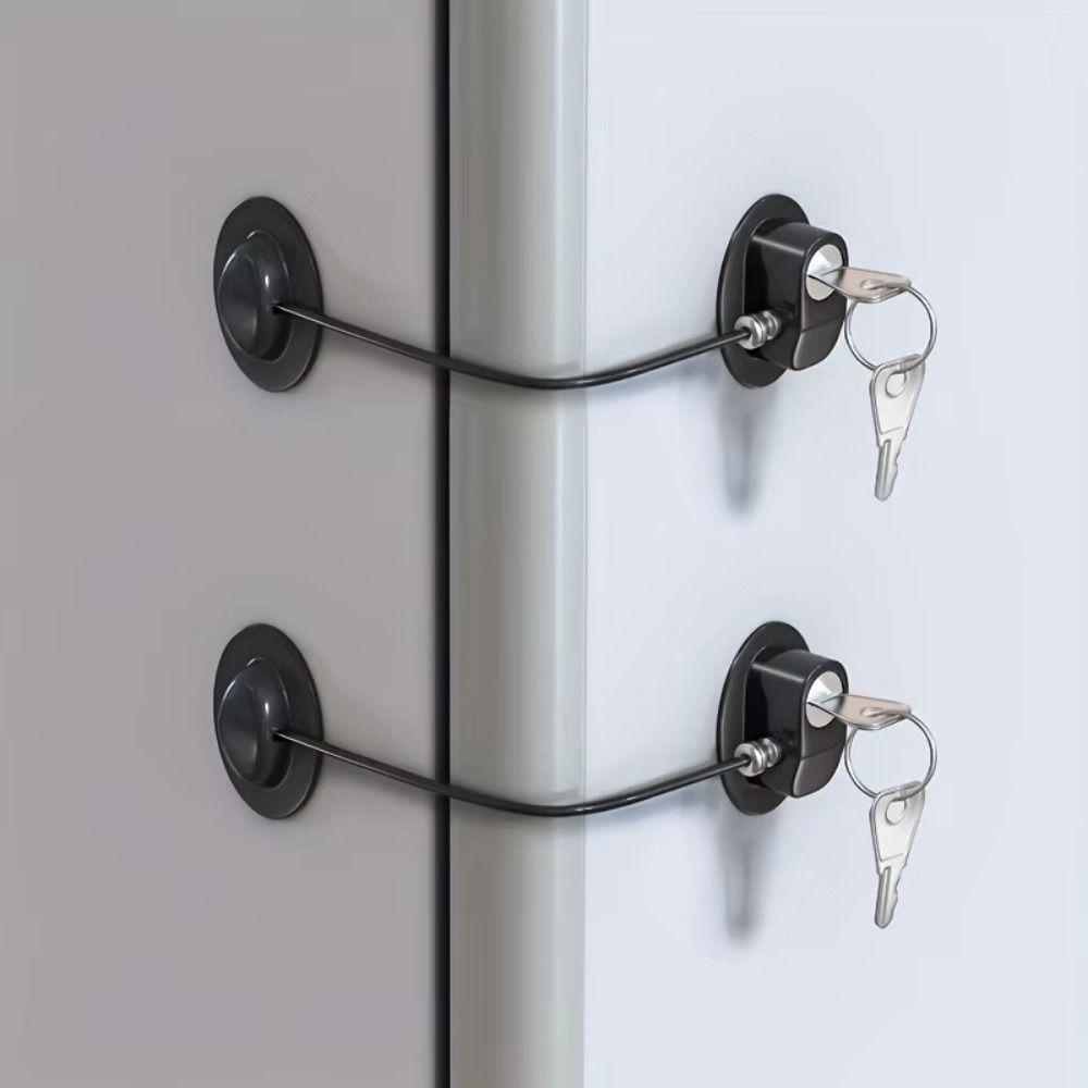 Self-adhesive Child Proof Lock Punch-free Security Lock with Keys Sturdy Baby Safety Lock Door