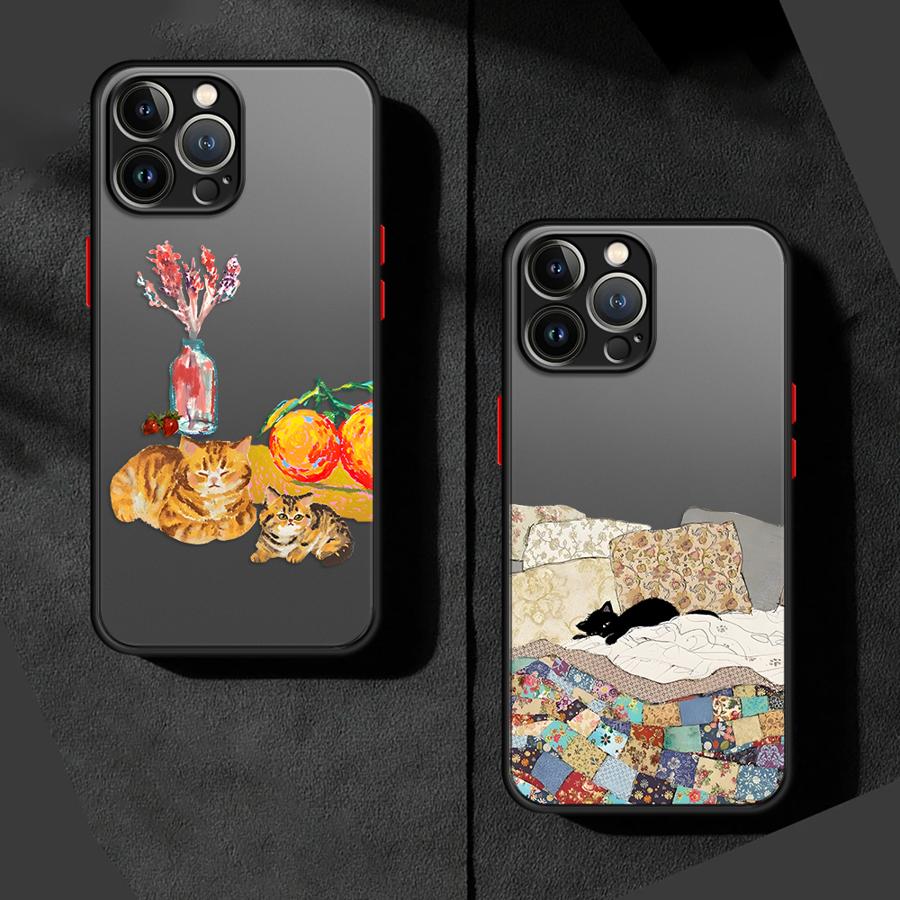 Funda Back Phone Cover Case for iPhone 17 Pro Max 12 11 15 16 Plus Air XS XR 7 8 SE 13 Mini 14 Creative Art Cat