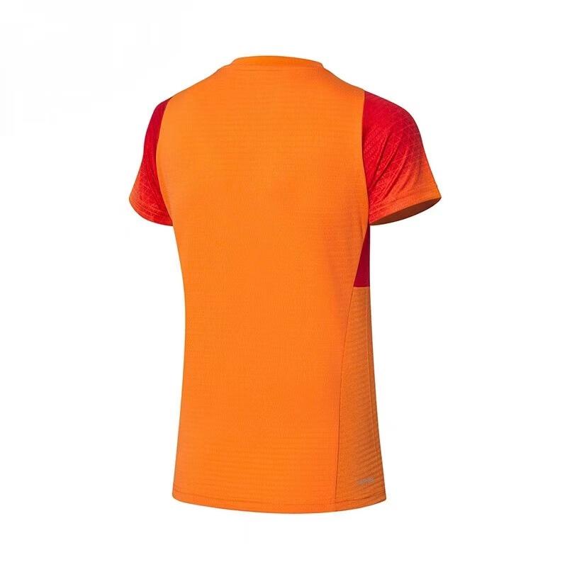 Li-Ning Breathable Quick-Dry Competition Straight-Cut Short Sleeve T-Shirt Women Tops Orange AAYQ002-3
