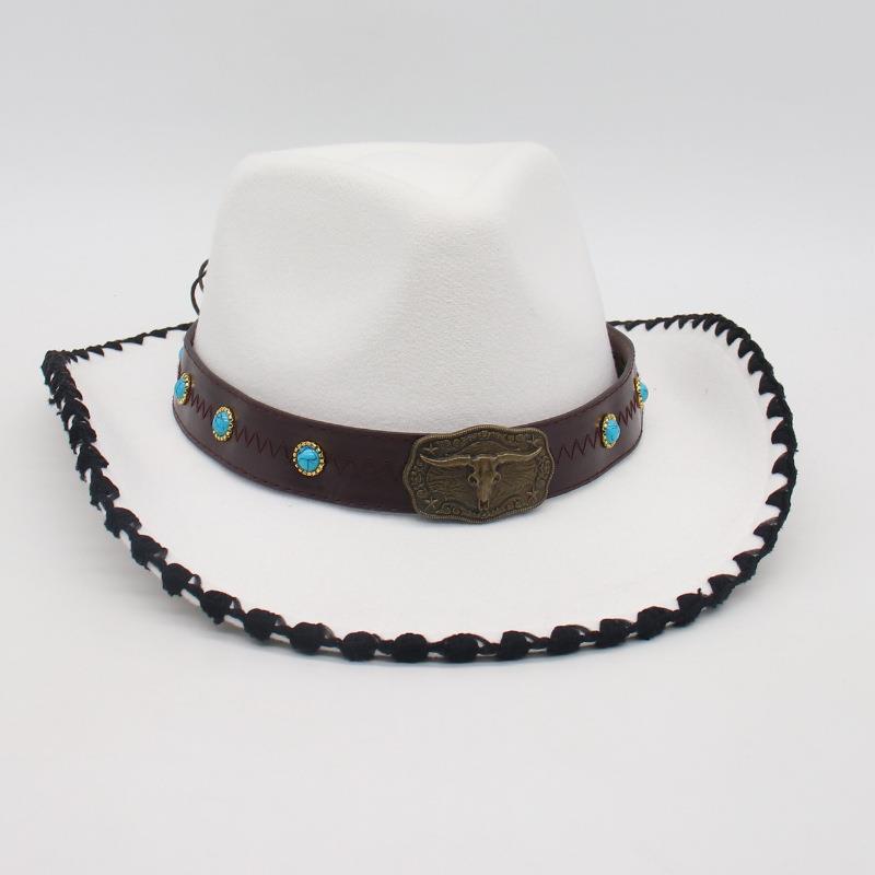 Men'S And Women'S Ethnic Style Western Cowboy Hat Sunscreen Travel Sunshade Top Hat Big Brim Jazz Hat Knight Hat