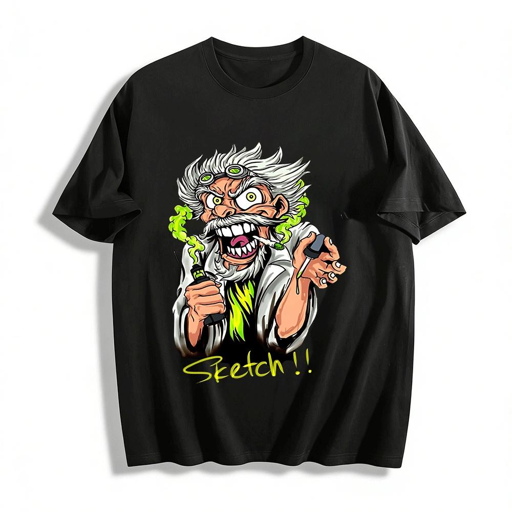 Crazy Mad Scientist Print Trendy Casual Short Sleeve T-Shirt Pure cotton T-shirt XXS