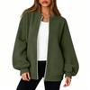 Women's Thermal Baseball Collar Zip Up Jacket Color Loose Fit