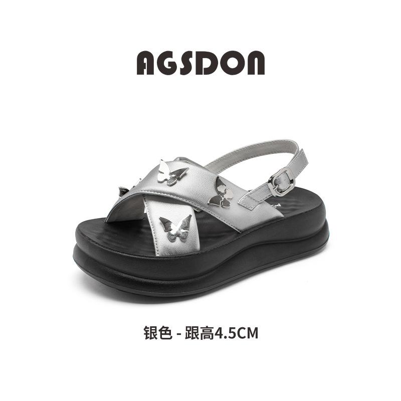 Augustine sandals women's summer wear 2025 new platform butterfly cool slippers with skirt casual beach shoes
