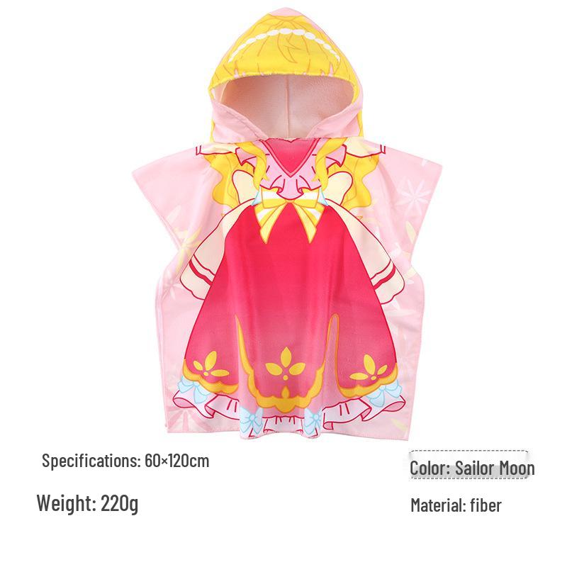 Kids' Quick-Dry Cartoon Swim Cape - Wearable Bath Towel with High Absorption