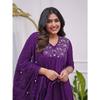 Women's Rayon Embroidered Flared Kurta with Pant And Dupatta Sets