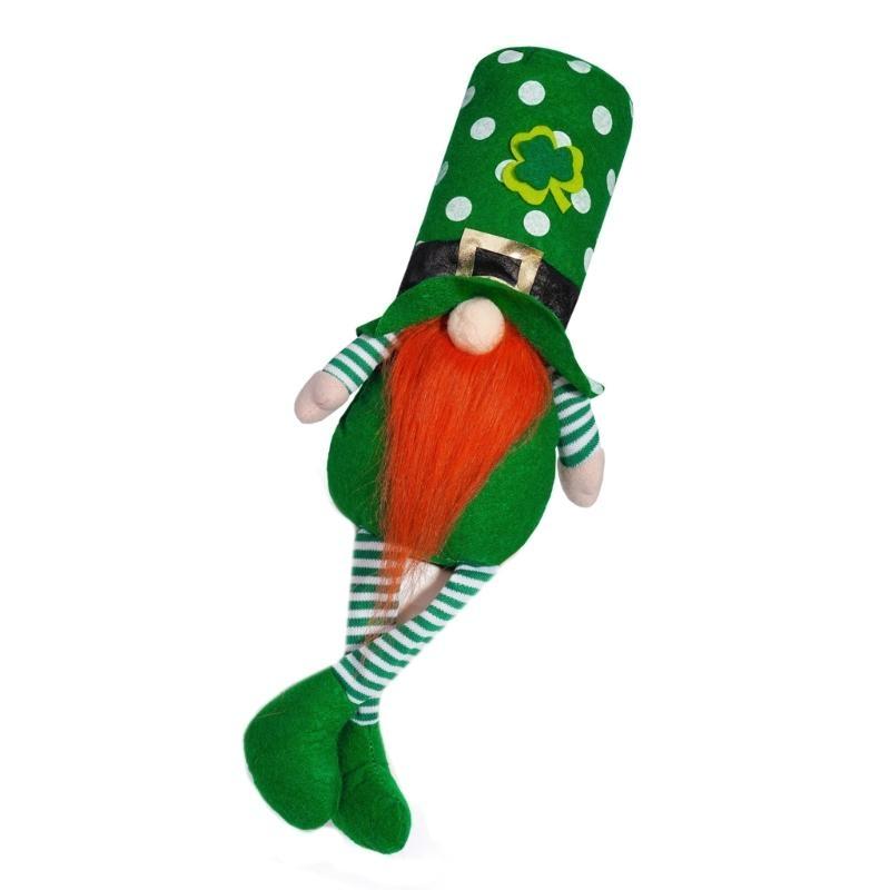652F Patricks Day Long Leg Gnomes Plush Dolls Figurine for Festival Table Decors Leprechaun Swedish Elf Stuffed Figure Toy