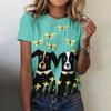 Summer Round Neck 3D Cat Pattern Animal Print Top Fashionable Casual Cute Short Sleeved Women's T-shirts