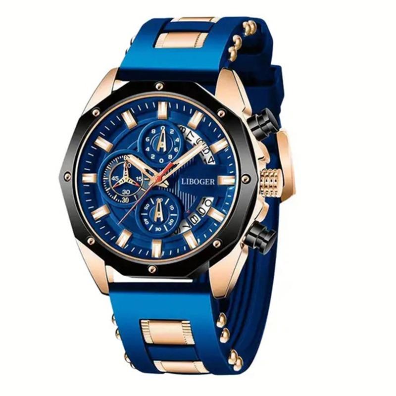 Men's Watch Fashion Silicone Strap Watch Calendar Sports Watch