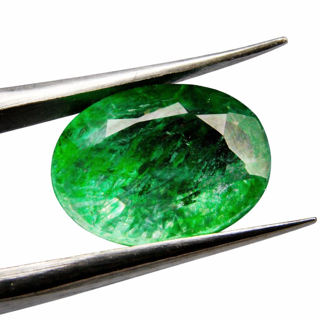 Natural Green Emerald Loose Gemstone 6.54 Ct Colombian Oval Cut for Jewelry Making and Crafts