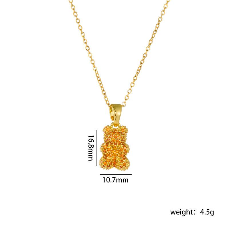 

Stainless Steel Chain Colorful Shiny Zircon Cute Bear Pendant Necklace for Women Girls Trendy Fashion Jewelry Accessories Gifts