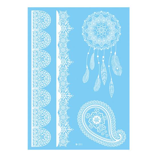 Baizihuahu White Lace Tattoo Sticker for Women, Temporary Face Body Arm, Waterproof Fake Decal Wedding Party Festival
