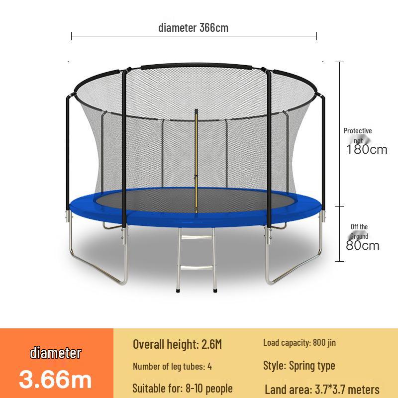 Indoor/Outdoor Kids Fitness Trampoline - Large Round Bouncing Bed for Home and Commercial Use