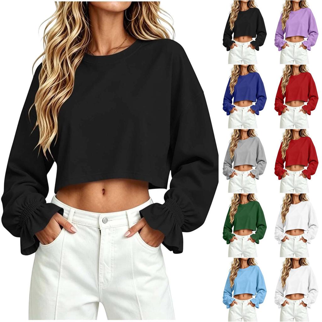 Women's Oversized Cropped Neck Sweatshirt for Casual Daily Wear