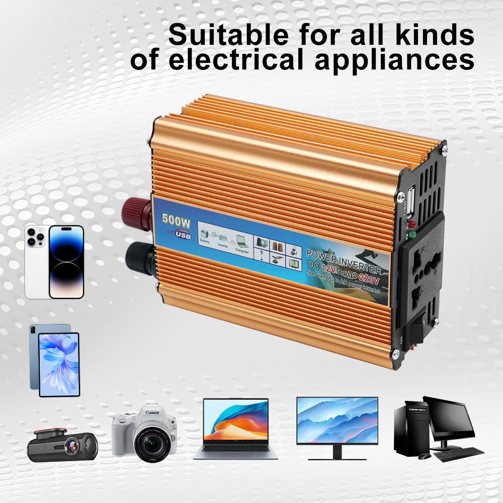 Car Power Inverter 500W Battery Converter Voltage Transformer Portable Multifunctional For SUV RV Truck Trailer Auto Accessories