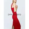 Metal Decoration Shaping Elastic Hanging Collar Jumpsuit 5584160 High Waist Mid-Length Midi Dress 5584161