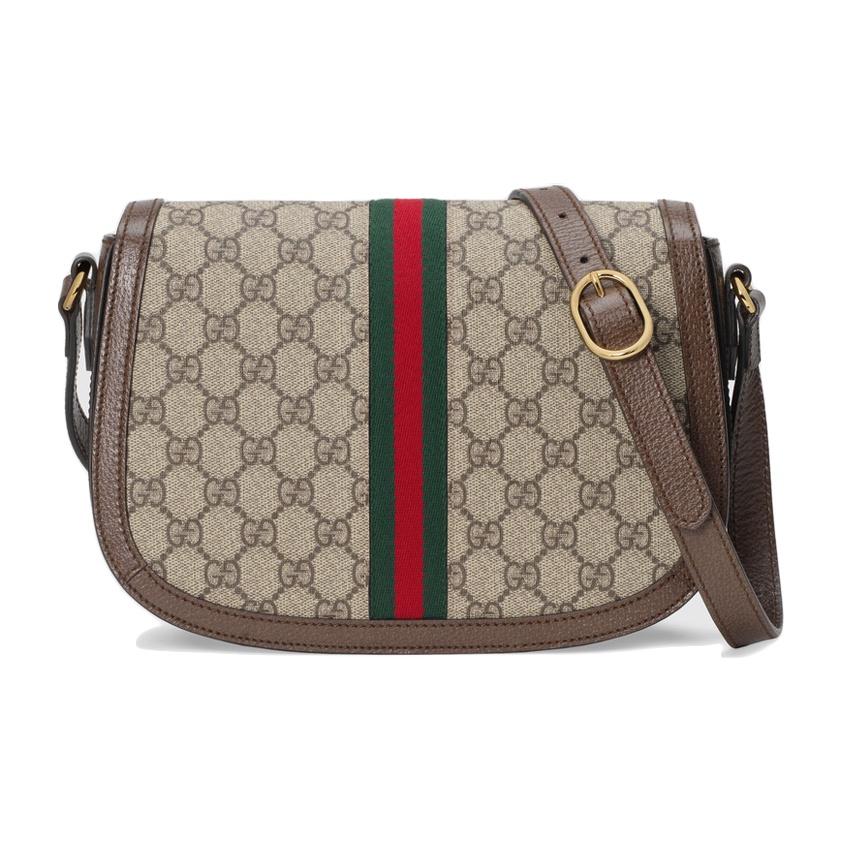 Gucci Ophidia Pasek z Logo Płótno i Skóra Torba Saddle Bag Damska Torba na Ramię 601044-96IWB-8745