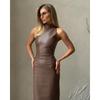 Women's Sleeveless Standing Collar Temperament Split Slim Dresses