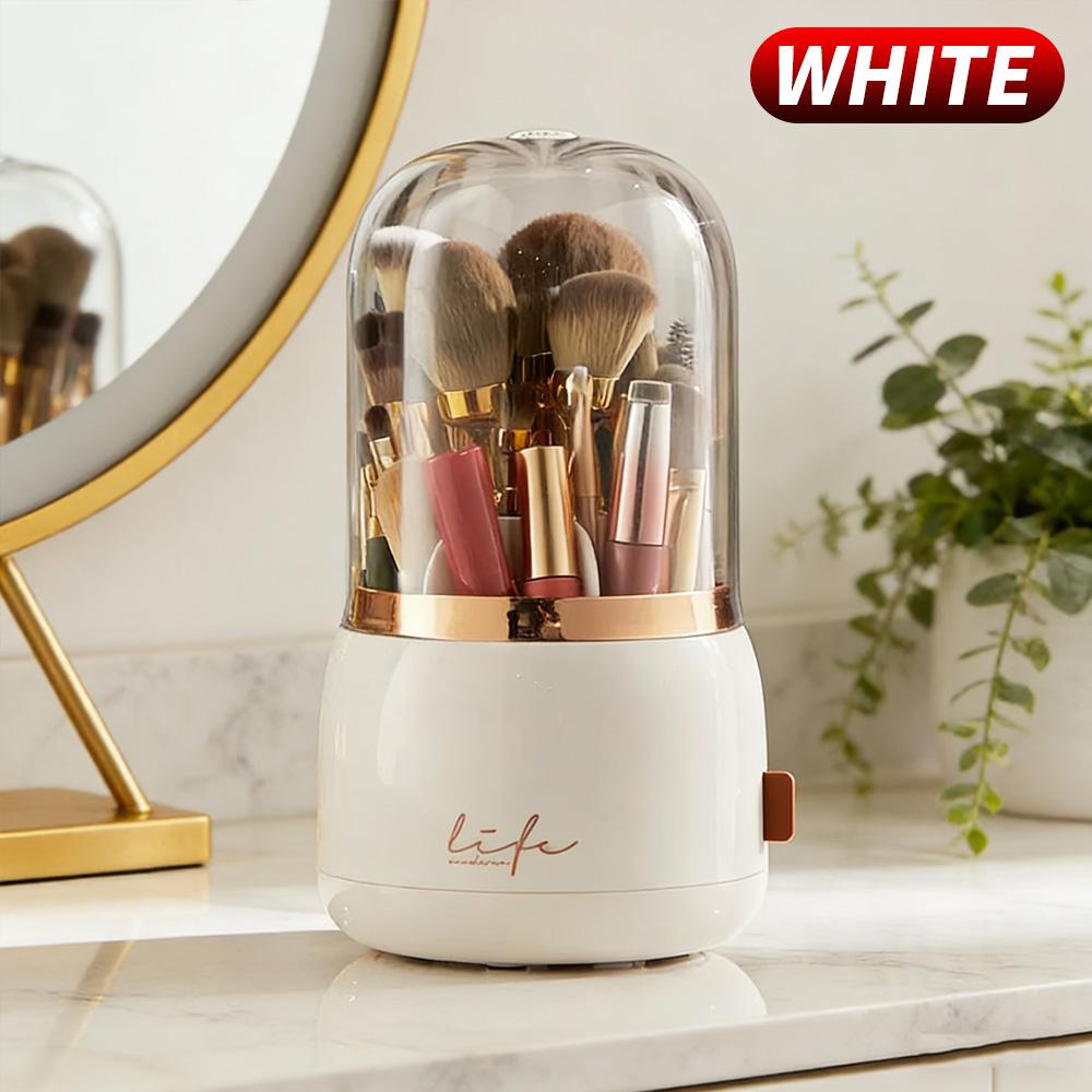 

Dustproof Rotating Light Luxury Cosmetic Storage Box Multi-Functional Organizer for Makeup Brushes Lipstick Eyebrow Pencil Deskt