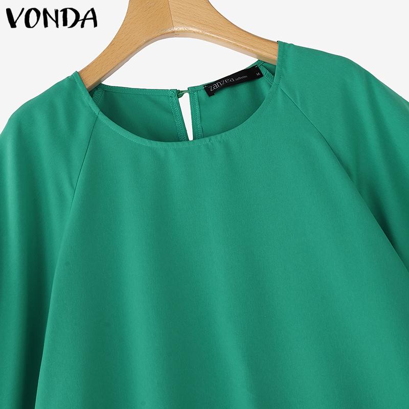 VONDA Elegnat Women Round Neck Batwing Sleeve Baggy Pleated Casual Maxi Dress