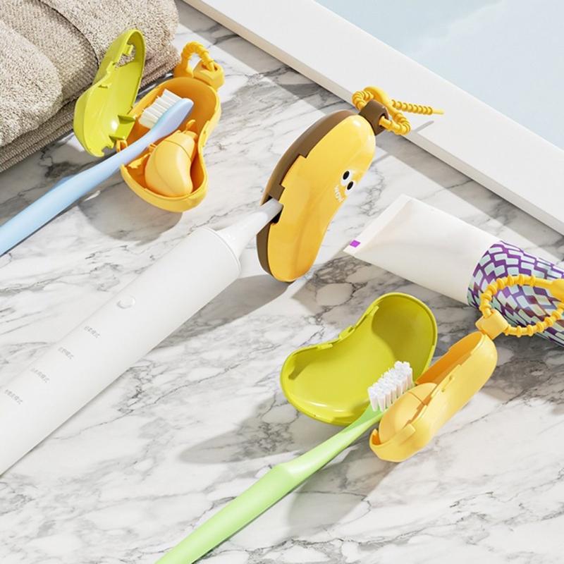 Cute Banana Design Toothbrush Head Protector Portable Hygienes Case For Home Travel Essential Safe Nontoxic Plastic