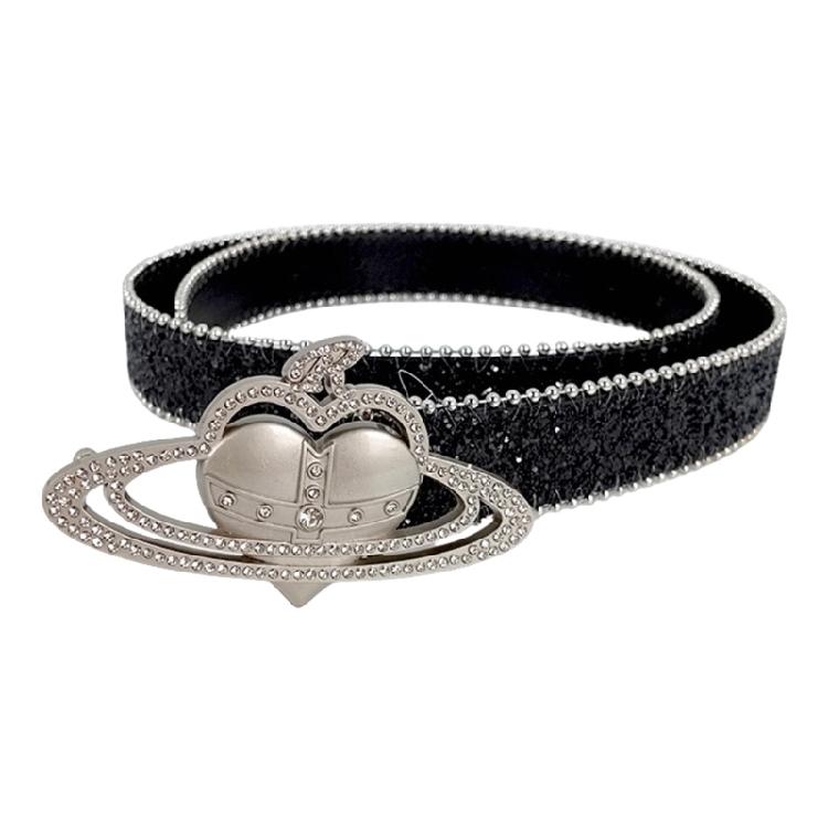 Heart Buckle Waist Belt for Women Blingbling Sequined Belt All Matching Western Belt Shimmering Belt for Jeans Pants