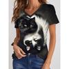 Summer Cute Kitten T-Shirts Cat 3D Print Women's Casual Top Short Sleeve V-Neck T Shirt Y2k Harajuku Tees Female Street Clothing
