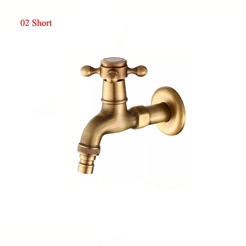 Long Garden Use Bibcock Faucet Tap Crane Antique Brass Finish Bathroom Wall Mount Washing Machine Water Faucet Tap