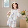 Girls' Air Conditioning Shirt Summer Mid to Large Children's Thin Outdoor Cardigan Coat with Small Flower Embroidered Dot Diamond Button